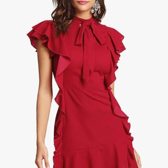 3/$27 Red Ruffle Dress - Picture 5 of 16